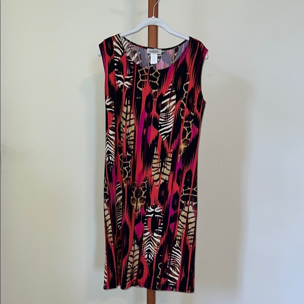 Harve Benard Red and Pink Midi Dress